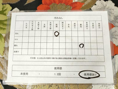 平和屋着物◎六通柄　本袋帯　唐織　草花文　黒地　金糸　正絹　逸品　AABM3191od