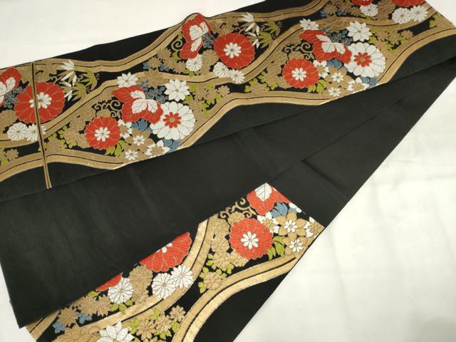 平和屋着物◎六通柄　本袋帯　唐織　立涌花文　金糸　正絹　逸品　AABM3193od