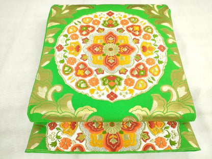 平和屋着物◎六通柄袋帯　唐織　花丸文　金銀糸　正絹　逸品　AABM3198od