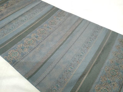 平和屋着物◎全通柄袋帯　横段花文　金糸　正絹　逸品　AABM3204od