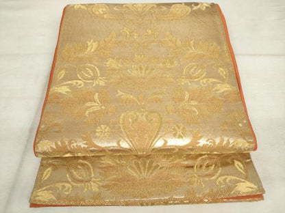 平和屋着物◎六通柄袋帯　更紗花文　金糸　正絹　逸品　AABM3225od