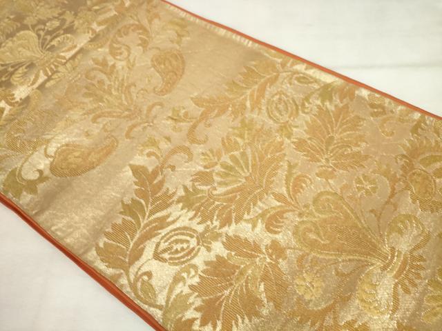 平和屋着物◎六通柄袋帯　更紗花文　金糸　正絹　逸品　AABM3225od