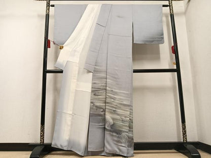 平和屋着物●訪問着　霞草木文　暈し染め　正絹　逸品　AABM3242ph