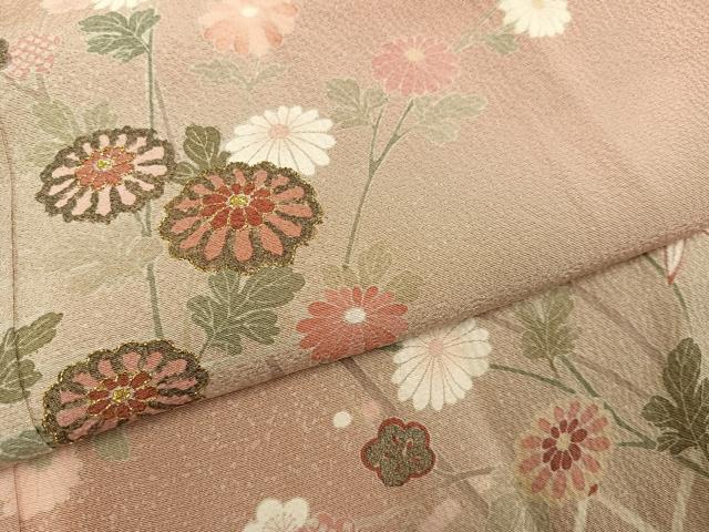 平和屋着物●訪問着　刺繍　草花籬文　暈し染め　金糸　正絹　逸品　AABM3248ph