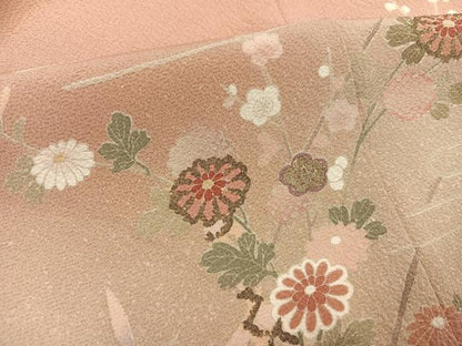 平和屋着物●訪問着　刺繍　草花籬文　暈し染め　金糸　正絹　逸品　AABM3248ph