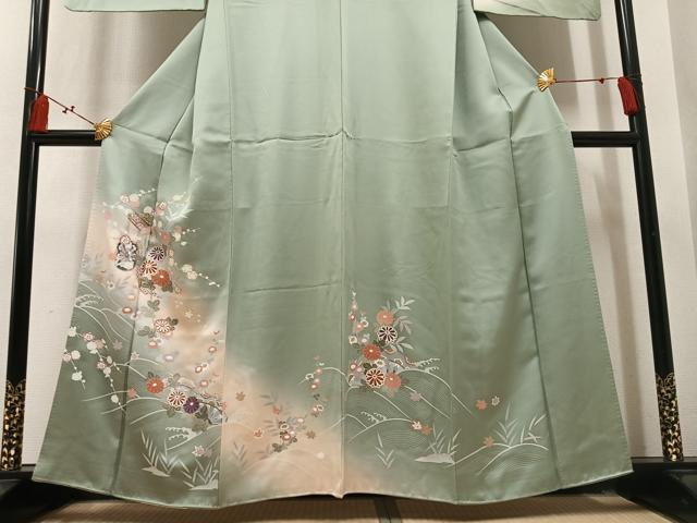 平和屋着物●訪問着　御所車花文　暈し染め　金彩　正絹　逸品　AABM3250ph