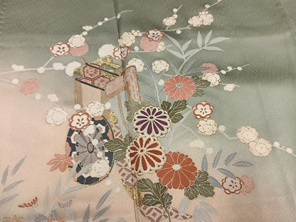 平和屋着物●訪問着　御所車花文　暈し染め　金彩　正絹　逸品　AABM3250ph