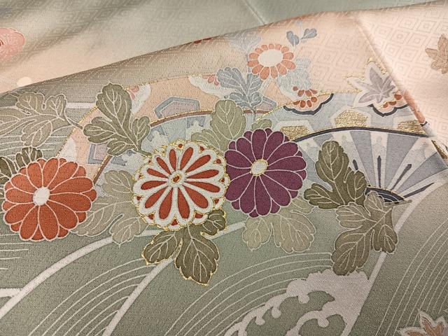 平和屋着物●訪問着　御所車花文　暈し染め　金彩　正絹　逸品　AABM3250ph