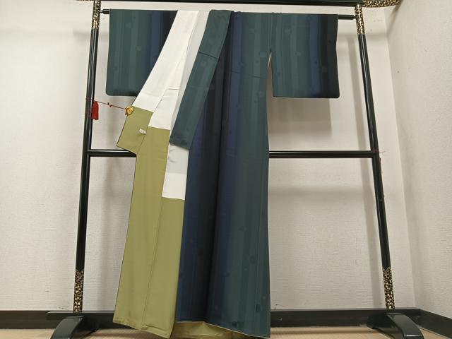 平和屋着物●上質な小紋　間道　暈し染め　正絹　逸品　AABM3253ph