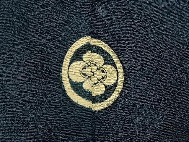 平和屋着物●上質な色無地　花地紋　藍鉄色　正絹　逸品　AABM3255ph
