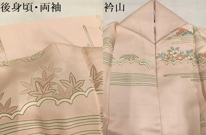 平和屋着物●訪問着　駒刺繍　草花文　金彩　正絹　逸品　AABM3257ph