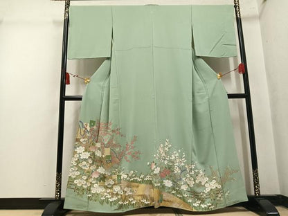 平和屋着物●豪華色留袖　花鳥文　暈し染め　金彩　正絹　逸品　AABM3259ph