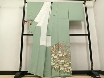 平和屋着物●豪華色留袖　花鳥文　暈し染め　金彩　正絹　逸品　AABM3259ph