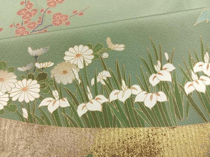 平和屋着物●豪華色留袖　花鳥文　暈し染め　金彩　正絹　逸品　AABM3259ph