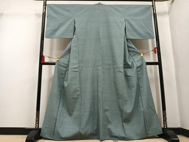 平和屋着物●結城紬　色無地　青白橡色　ますいわ屋扱い　正絹　逸品　AABM3260ph