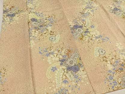 平和屋着物●伝統工芸士　辻井　小紋　辻が花　金彩　銀通し地　正絹　逸品　AABM3261ph