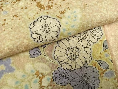 平和屋着物●伝統工芸士　辻井　小紋　辻が花　金彩　銀通し地　正絹　逸品　AABM3261ph