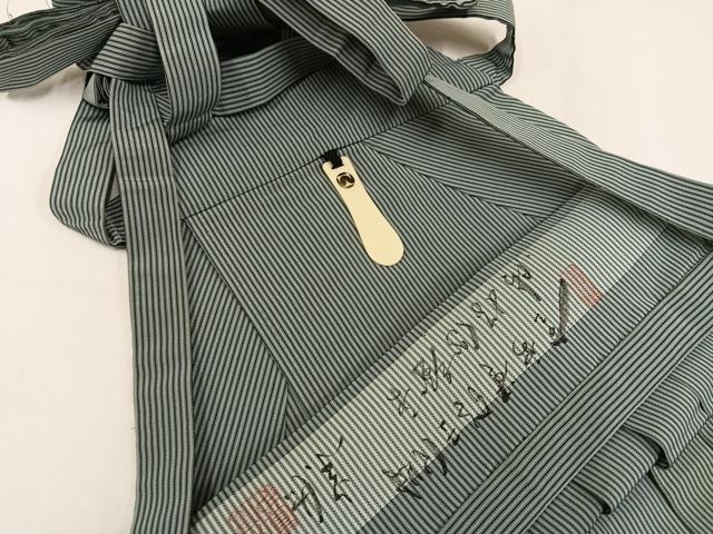 平和屋着物●男性　人間国宝　甲田栄佑　精好仙台平　馬乗り袴　縞　正絹　逸品　AABM3263ph