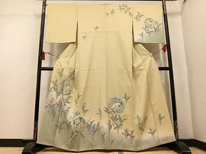 平和屋着物●訪問着　刺繍　草花文　暈し染め　金彩　正絹　逸品　AABM3267ph