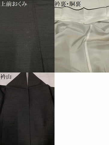 平和屋着物●上質な紬　色無地　黒色　正絹　逸品　AABM3268ph