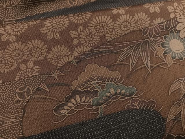 平和屋着物●本場大島紬　訪問着　型染め　草花文　正絹　逸品　AABM3269ph