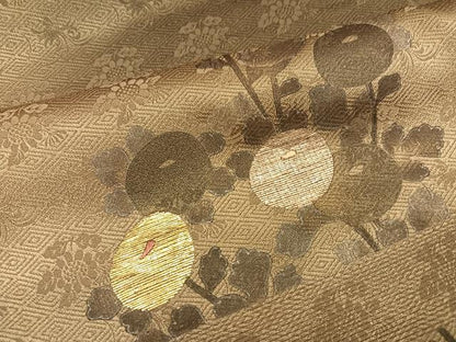 平和屋着物●訪問着　竹屋町刺繍　枝花文　暈し染め　金糸　正絹　逸品　AABM3274ph