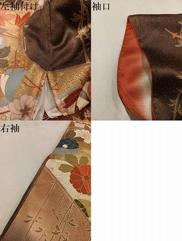 平和屋着物●豪華振袖　駒刺繍　草花文　暈し染め　金彩　正絹　逸品　AABM3275ph