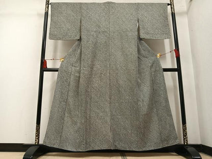 平和屋着物●大変加工の良い総絞り小紋　黒地　正絹　逸品　AABM3280ph