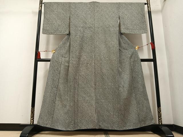 平和屋着物●大変加工の良い総絞り小紋　黒地　正絹　逸品　AABM3280ph