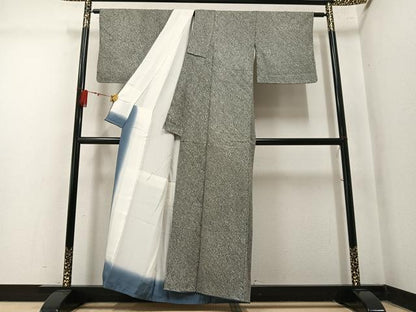 平和屋着物●大変加工の良い総絞り小紋　黒地　正絹　逸品　AABM3280ph
