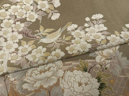 平和屋着物●訪問着　花鳥文　金彩　正絹　逸品　AABM3288ph