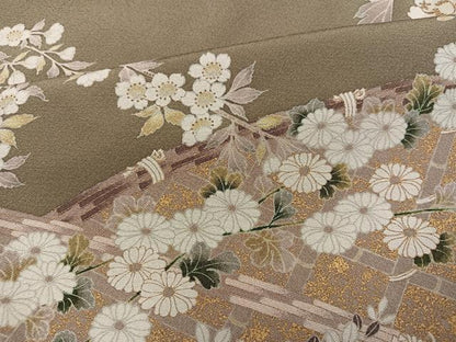 平和屋着物●訪問着　花鳥文　金彩　正絹　逸品　AABM3288ph