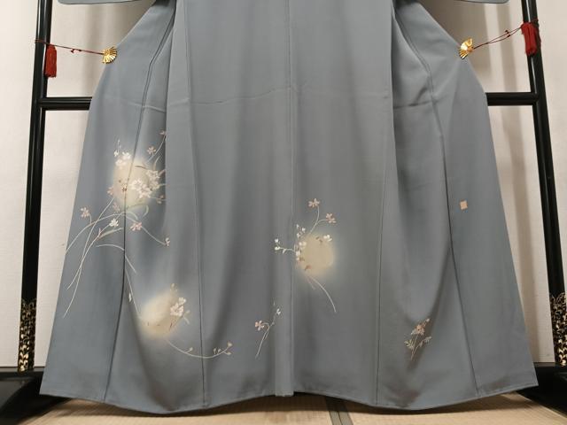平和屋着物●訪問着　友禅　作家物　草花文　暈し染め　正絹　逸品　AABM3290ph