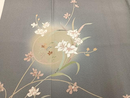 平和屋着物●訪問着　友禅　作家物　草花文　暈し染め　正絹　逸品　AABM3290ph