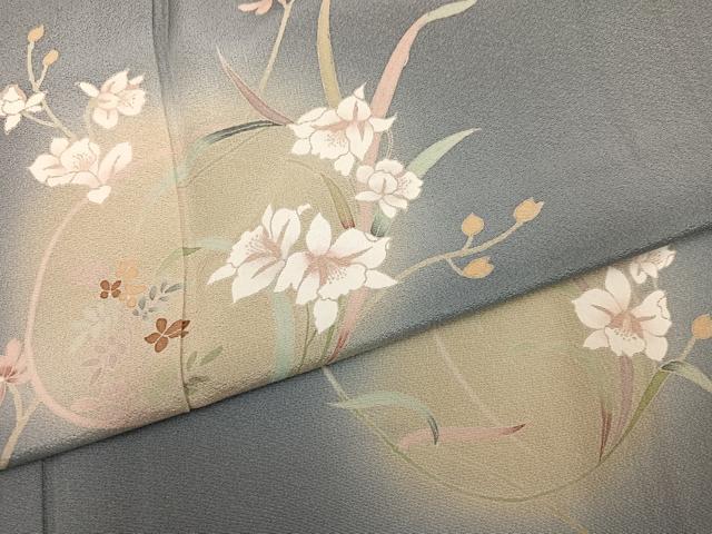 平和屋着物●訪問着　友禅　作家物　草花文　暈し染め　正絹　逸品　AABM3290ph