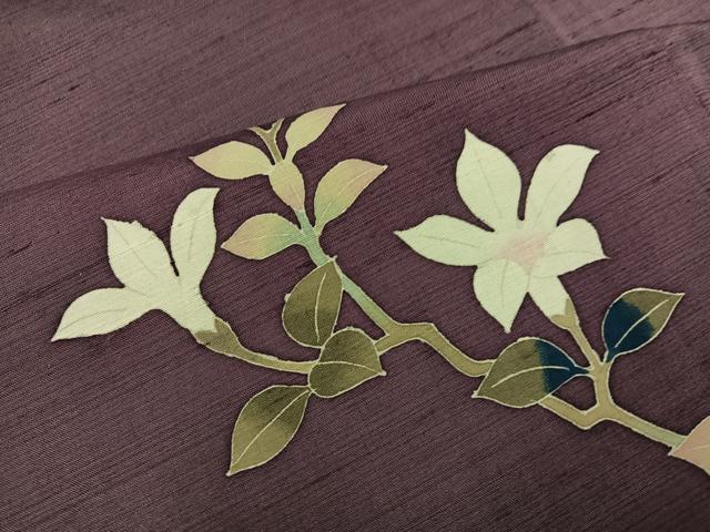 平和屋着物●本加賀友禅作家　能川光陽　色留訪問着　白山紬　枝花文　正絹　逸品　AABM3298ph