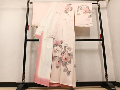 平和屋着物●訪問着　手描き　枝花文　暈し染め　正絹　逸品　AABM3300ph