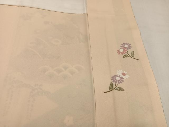 平和屋着物●訪問着　駒刺繍　草花文　暈し染め　金彩　正絹　逸品　AABM3302ph