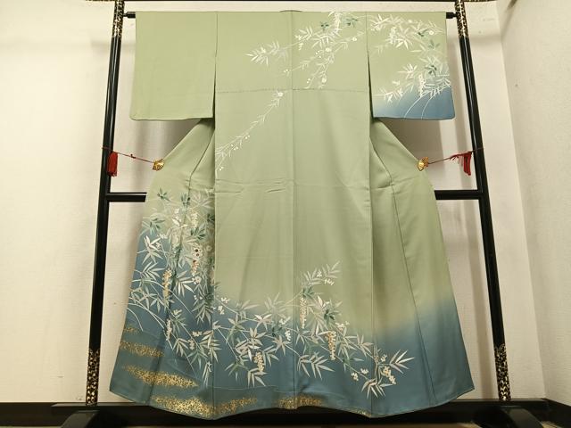 平和屋着物●訪問着　螺鈿　草木文　暈し染め　金彩　正絹　逸品　AABM3305ph