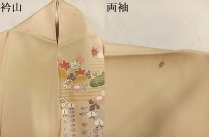 平和屋着物●訪問着　駒刺繍　風景草花文　金彩　正絹　逸品　AABM3307ph