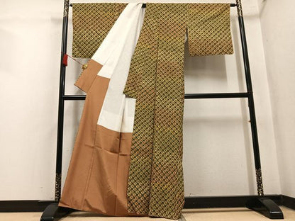 平和屋着物●上質な紬　蜘蛛絞り　正絹　逸品　AABM3309ph