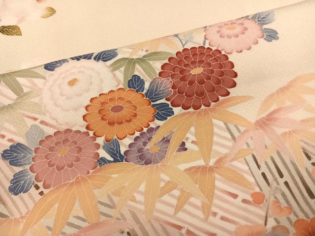平和屋着物●訪問着　友禅　作家物　草花文　正絹　逸品　AABM3321ph