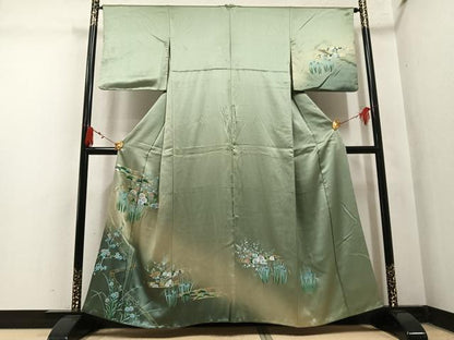 平和屋着物●訪問着　草花文　暈し染め　金彩　正絹　逸品　AABM3324ph