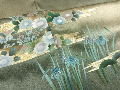 平和屋着物●訪問着　草花文　暈し染め　金彩　正絹　逸品　AABM3324ph