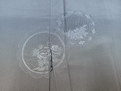 平和屋着物●中国三大刺繍　スワトウ刺繍　汕頭刺繍　総刺繍　訪問着　草花文　暈し染め　正絹　逸品　AABM3326ph