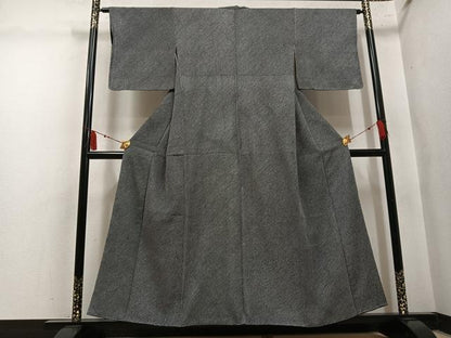 平和屋着物●大変加工の良い総絞り小紋　黒地　正絹　逸品　AABM3327ph