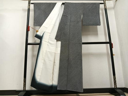 平和屋着物●大変加工の良い総絞り小紋　黒地　正絹　逸品　AABM3327ph