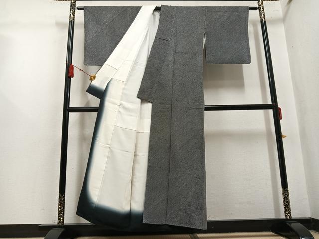 平和屋着物●大変加工の良い総絞り小紋　黒地　正絹　逸品　AABM3327ph