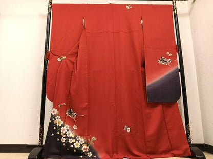 平和屋着物●豪華振袖　女人檜扇花楽器文　暈し染め　金彩　正絹　逸品　AABM3329ph