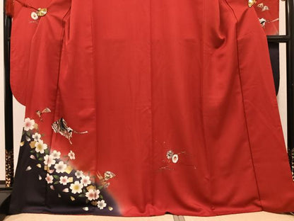 平和屋着物●豪華振袖　女人檜扇花楽器文　暈し染め　金彩　正絹　逸品　AABM3329ph